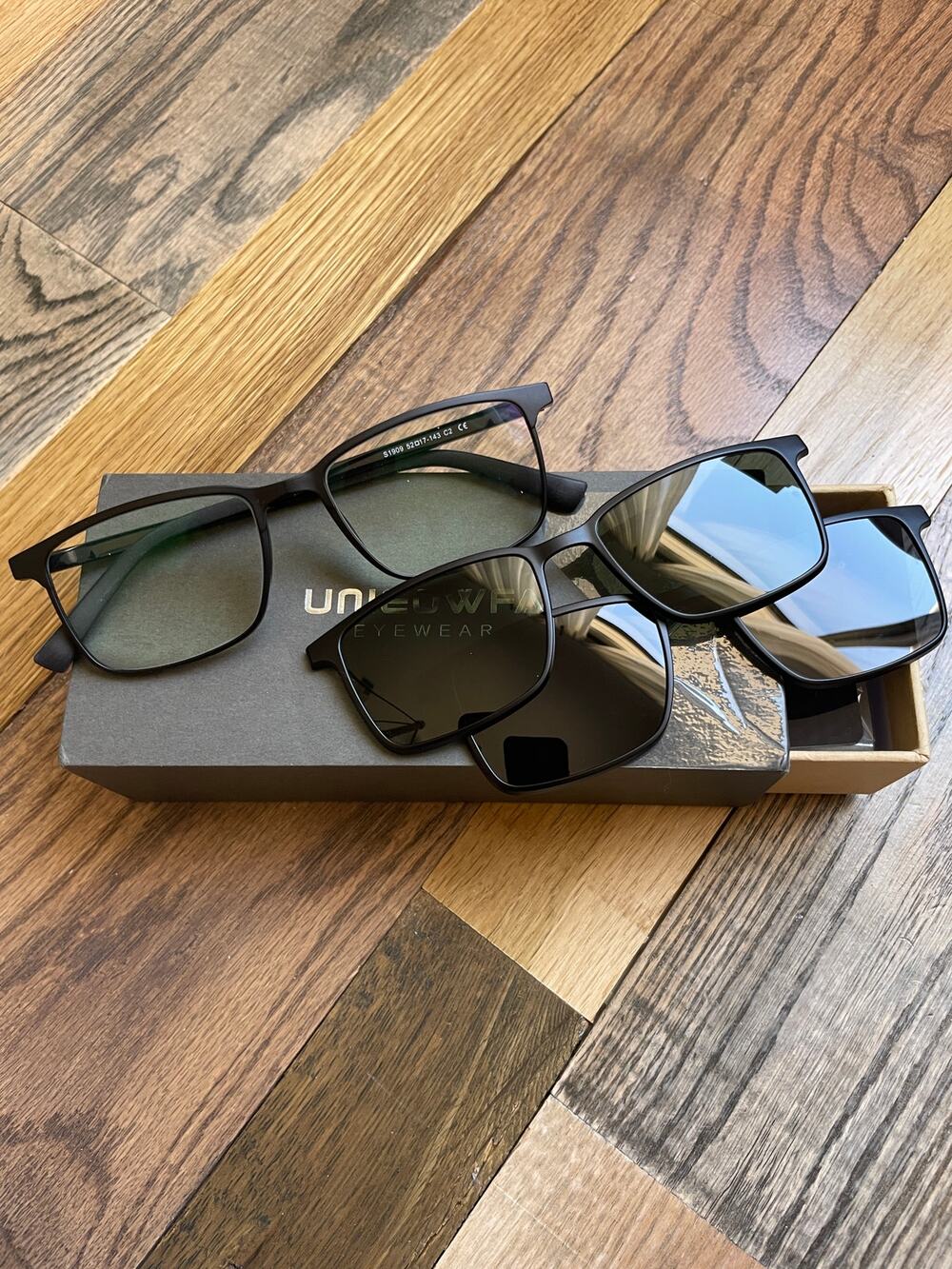 UNIEOWFA Magnetic Clip On Eyeglasses Sunglasses Frame S1909 Black